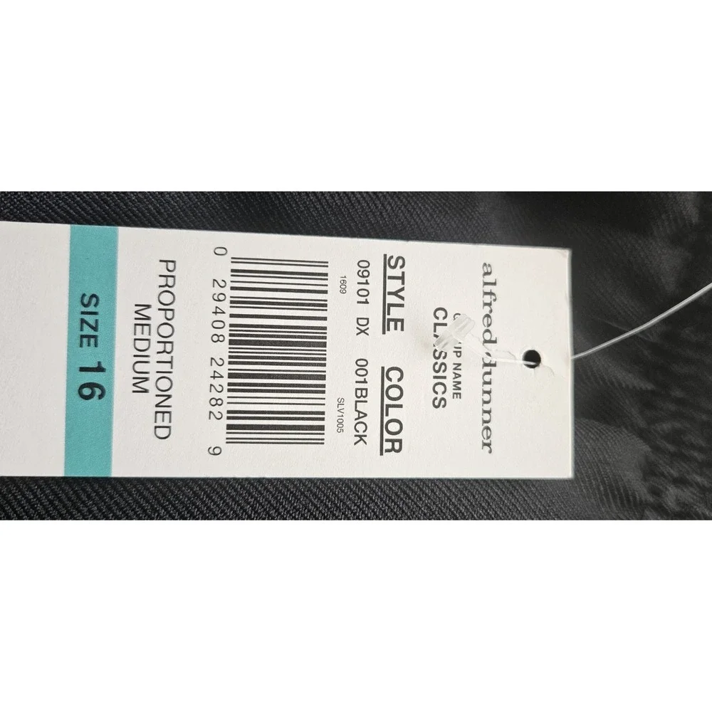 NWT alfred dunner CLASSICS black elastic waist pull‎ on pants Sz 16 pockets